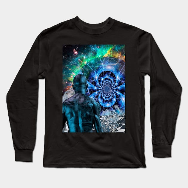 Cyborg in surreal space Long Sleeve T-Shirt by rolffimages